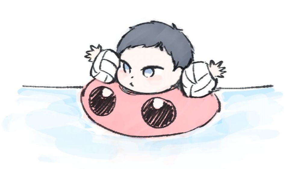 #art - haikyuu - baby tobio out for a swim in his vabo-chan floatie