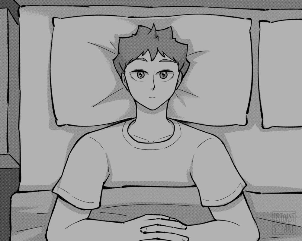 #art #comic - haikyuu - panel 1

hinata in bed staring up at the ceiling 