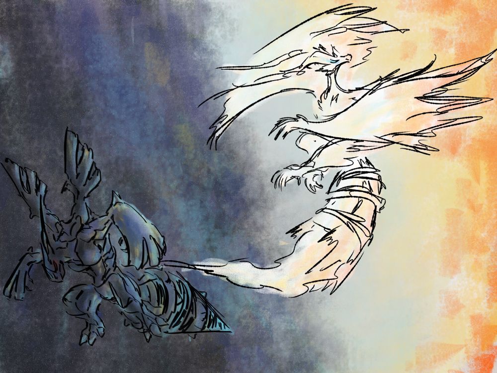 Reshiram and Zekrom from pokemon
