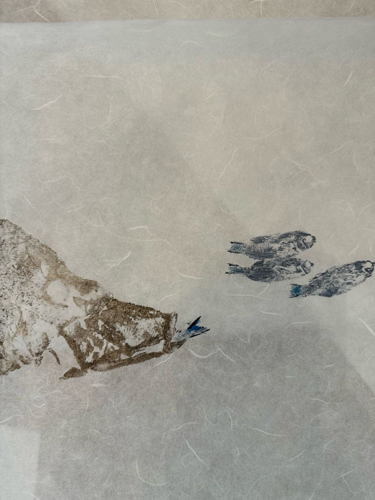 Slingjaw wrasse print with jaws extended 