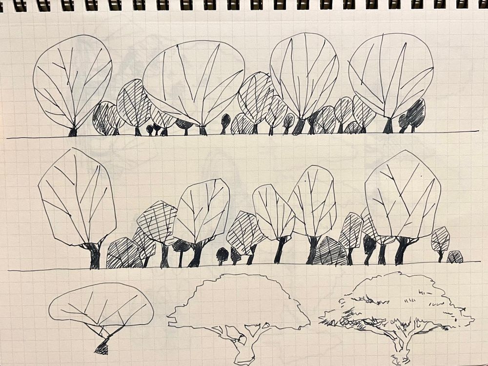 色々な木の描き方。
デフォルメが強めなパターン。