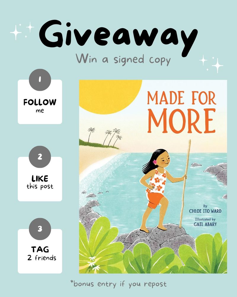 A signed picture book give away for MADE for More. Follow chloeitoward, like the post, and tag two friends. Earn an extra entry for reposting 