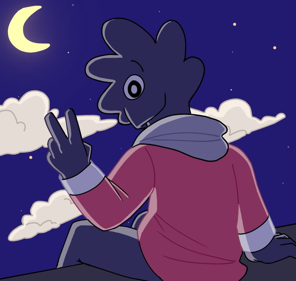 An illustration of a character sitting in the moon light 🌙