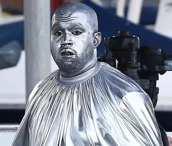 Kanye West in all silver
