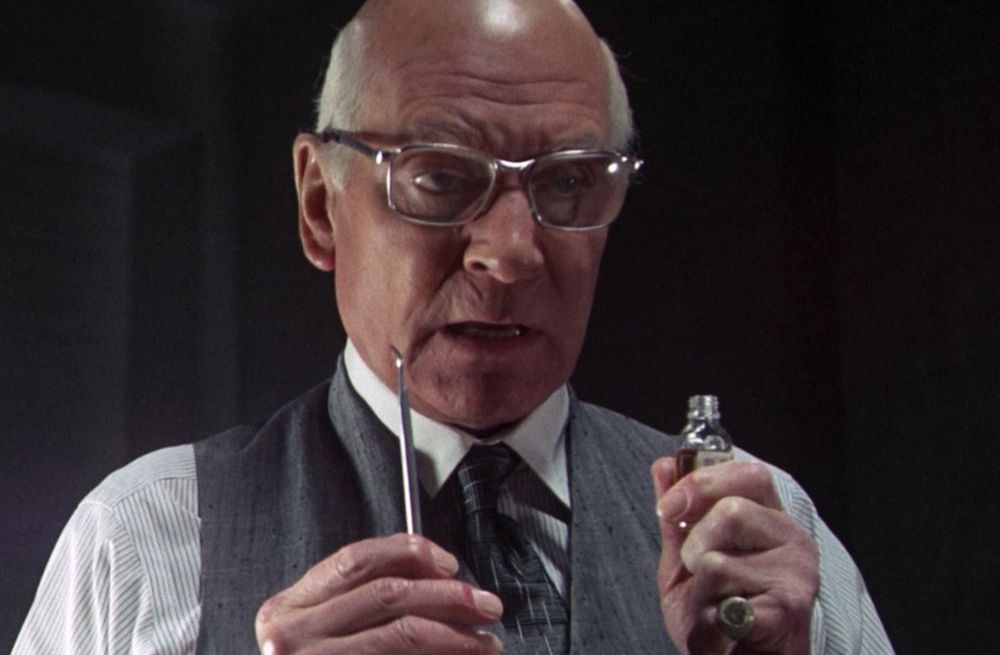 A still from Marathon Man, Sir Laurence Olivier as Szell
