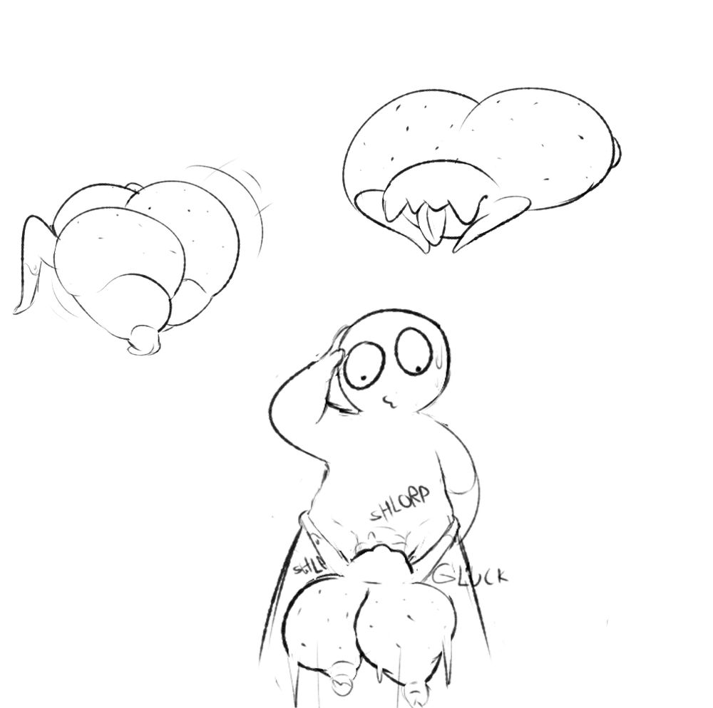 Three images of headcrab ass being bouncy and slurping