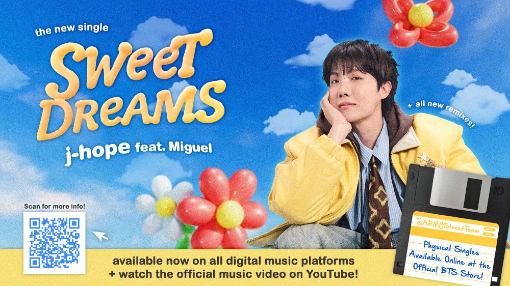 Keep supporting #jhope_SweetDreams, and continue to get the word throughout social media with provided promo assets that direct listeners to information on the single + remixes!

Size: 2667x1500 (for X)