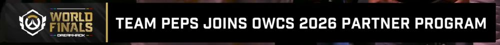 Screenshot from Overwatch Worlds Finals at the Dreamhack where we can read "Team Peps joins OWCS 2026 Partner Program"