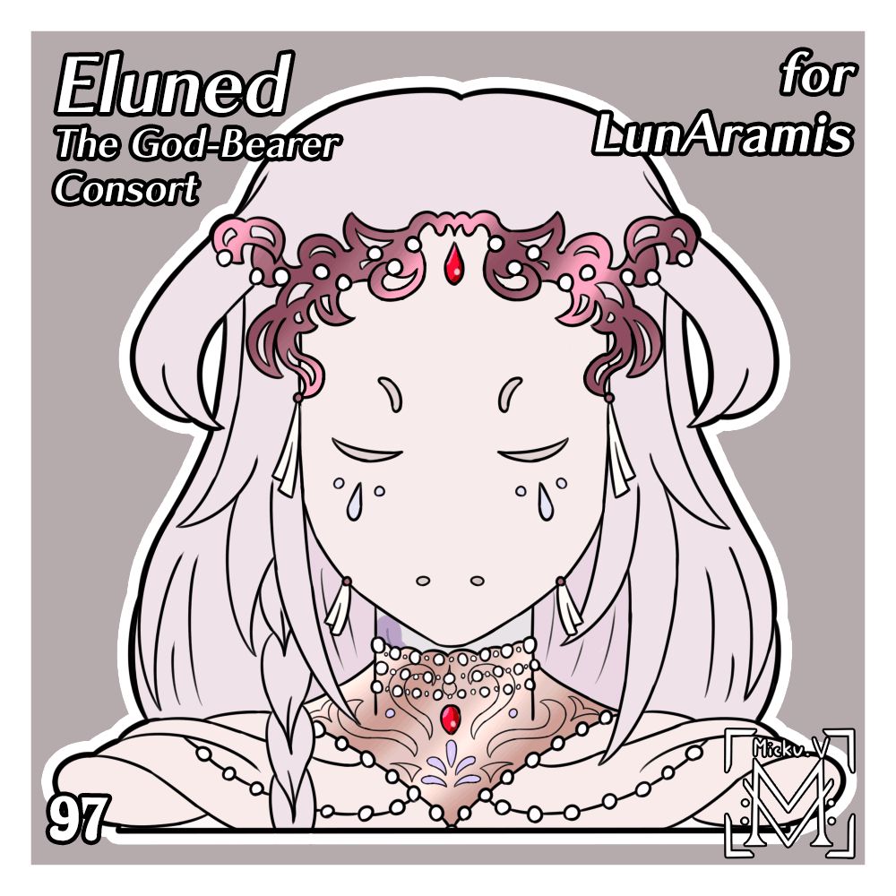 Animated symmetrical portrait of Eluned, The God-Bearer Consort, OC of LunAramis
The first picture shows him with a white mask and the second without. In any case, he's a man with long hair and a metallic crown on his head