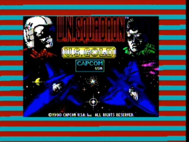 UN Squadron loading screen with some unhappy looking loading bars.