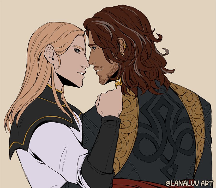 Original character Cassi looking lovingly at original character Edwin.