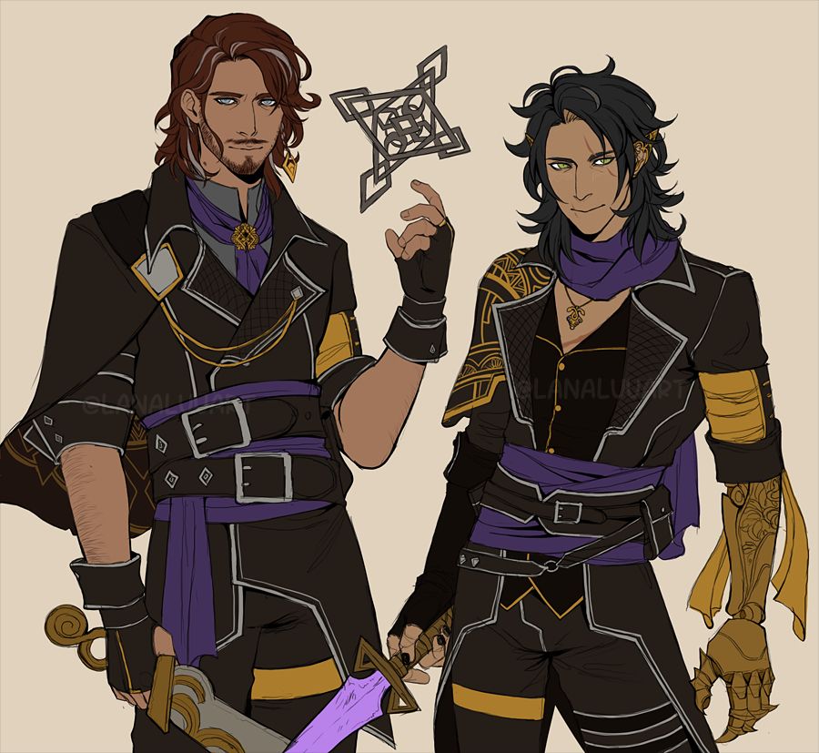 OCs from Dragon Age, Rook Edwin and Inquisitor Arlen in Clair Obscur Expedition 33 expeditioner outfits.