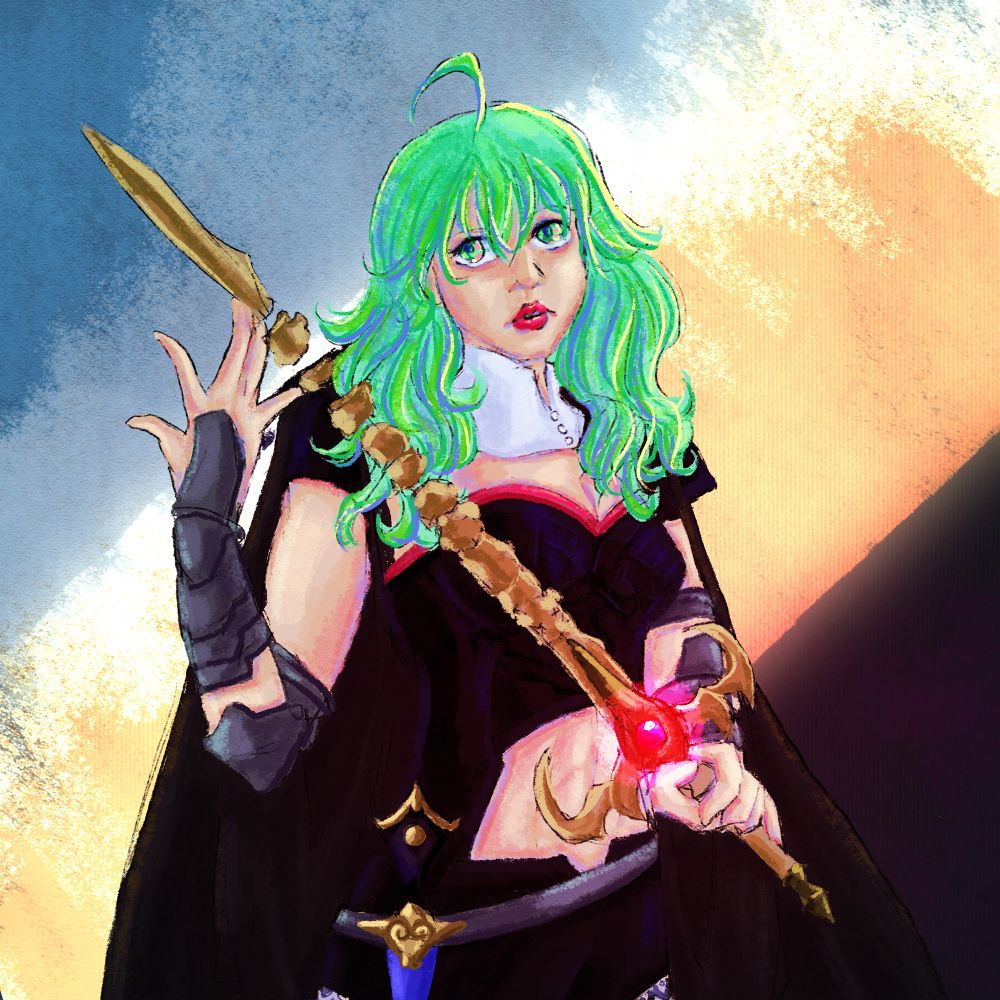 Byleth from fire emblem is shown holding the sword of the creator