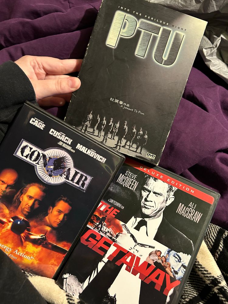 DVD copies of PTU, Con Air, and The Getaway