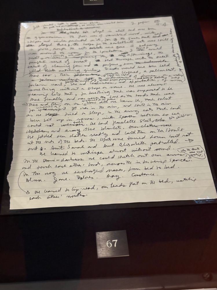 Margaret Atwood’s handwritten first draft of The Handmaid’s Tale.