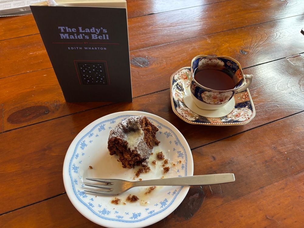 Today’s story sneaks in on the tea and biscuit photo shoot. The gingerbread cake is 75% eaten. The tea is in what I call my Russian tea cup.