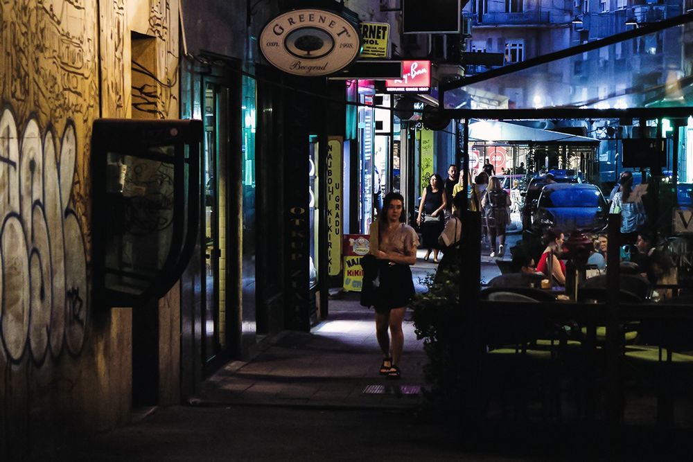 Night photo, street view, Belgrade