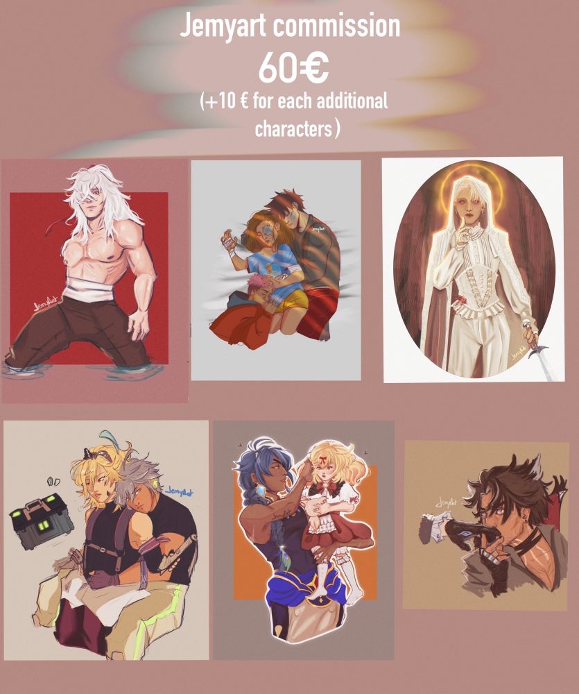 Commission sheet
60€ (+ 10€ for each addition)
Via Ko-fi 