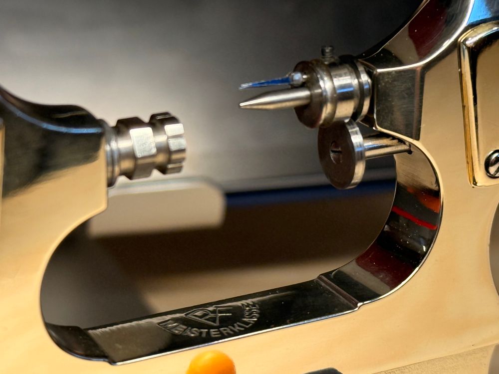 Close up of the polishing and lathe area of a polished Meisterklasse Jacot tool. 