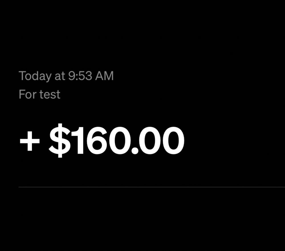 A screenshot of $160 sent via cashapp