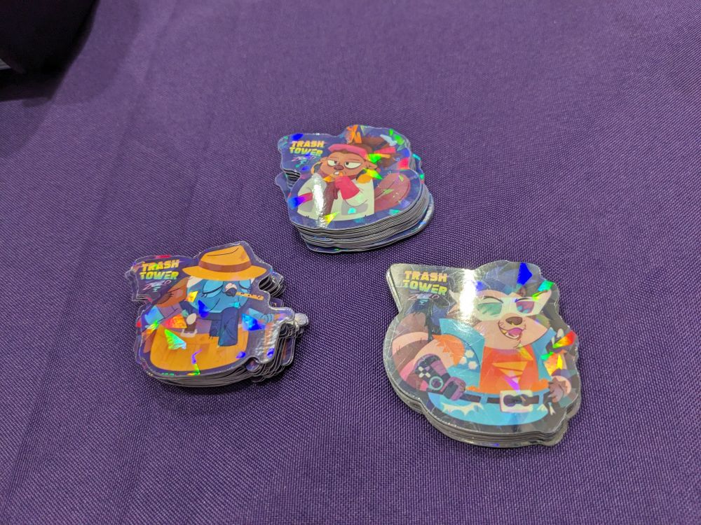 Deeto, Silvia, and Bur stickers at Collin Con!