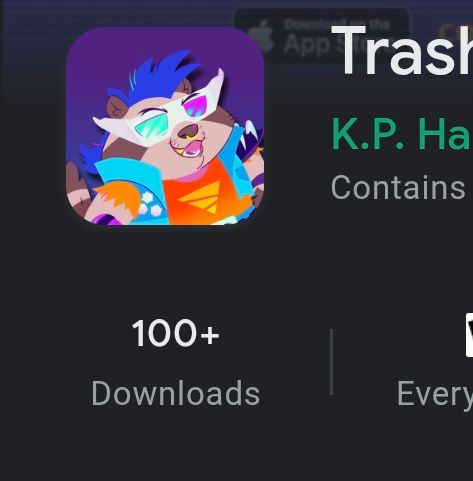 Trash Tower on the Google Play Store showing over 100 downloads.