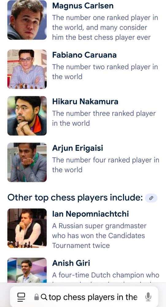 Photo list of the top ranked chess player in the world