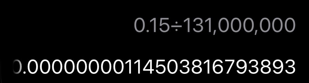 0.15÷131,000,000
0.00000000114503816793893