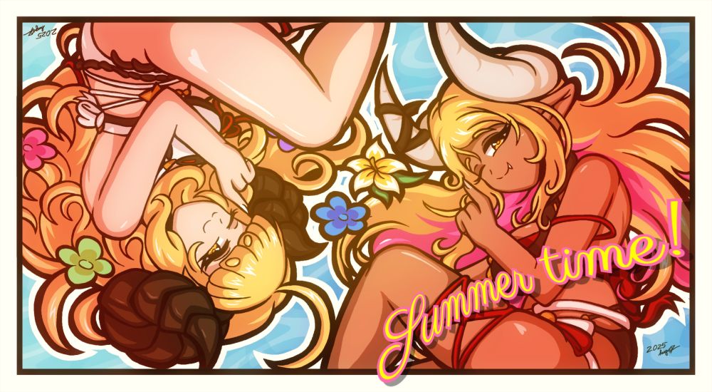 Kumbhira & Anila from Granblue Fantasy. Both are in their Summer/Swimsuit Version.
#digitalart #GranblueFantasy #Kumbhira #Anila