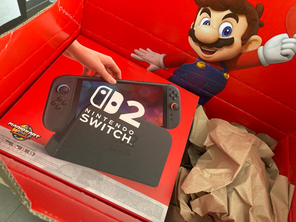 A Switch 2 Mario Kart World bundle ready to be unboxed