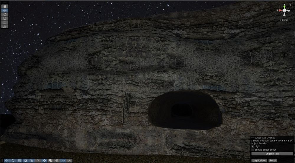 Image of Blender model of a cliff with a tunnel in it