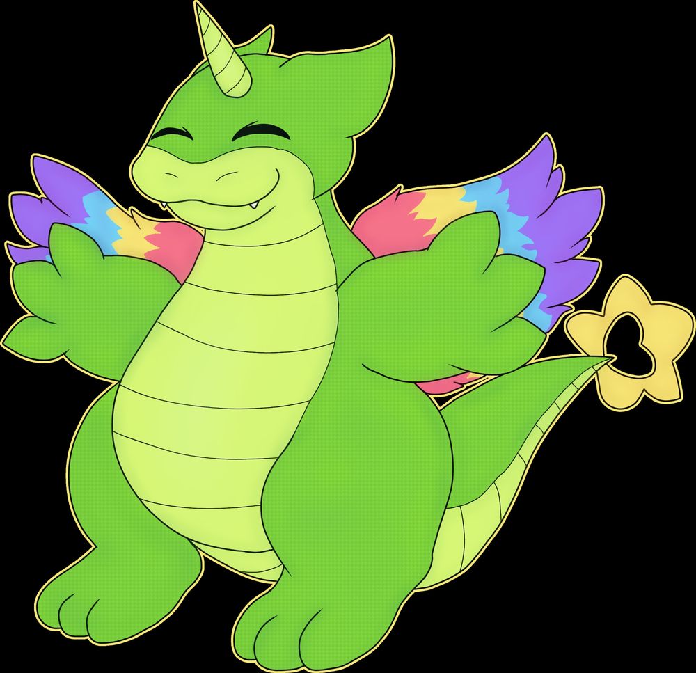 Digital artwork of a cuddly dream dragon, looking as if they want a big hug