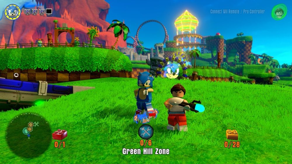 Sonic and Chell from Portal, both in the Sonic The Hedgehog Adventure level.