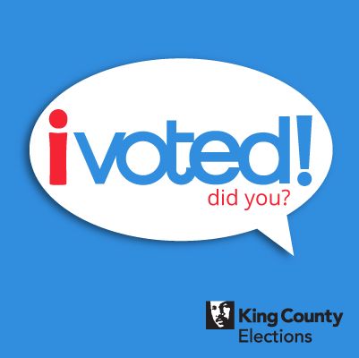 An “I voted” sticker from King County, WA. 