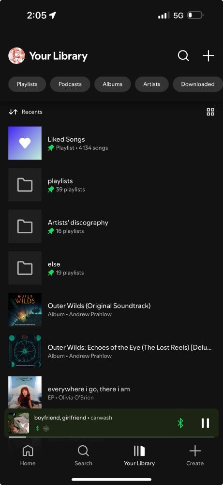 a screenshot of spotify. at the bottom of the screenshot, there is a navigation bar. this nav bar has now a fourth button on the right to create playlists and blends