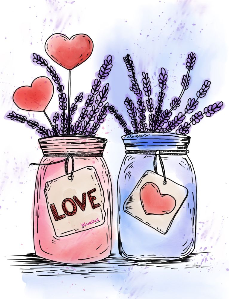Love jars holding lavender