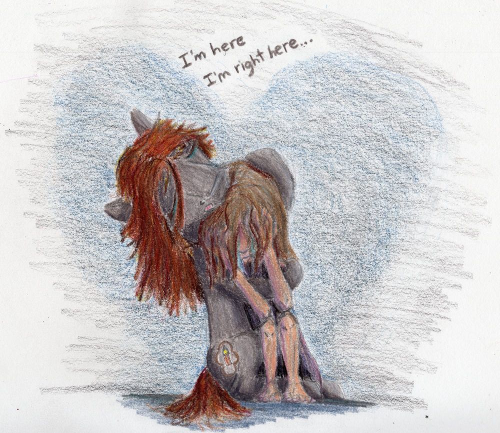Pony hugging a human, "I'm here.  I'm right here..."
