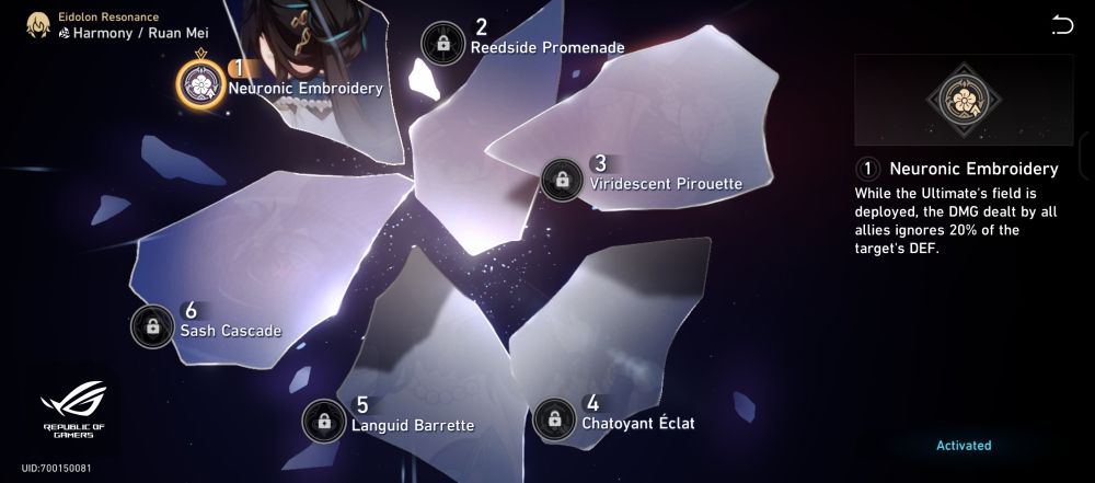 You can see that I got Ruan Meis E1