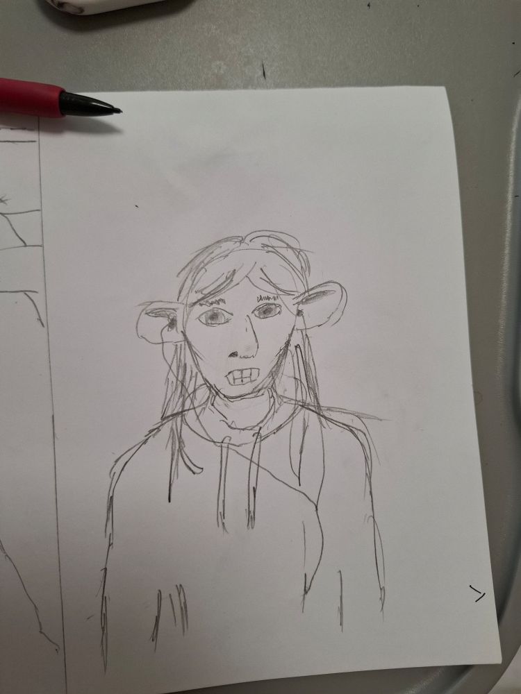 A drawing of a woman turning into a rat