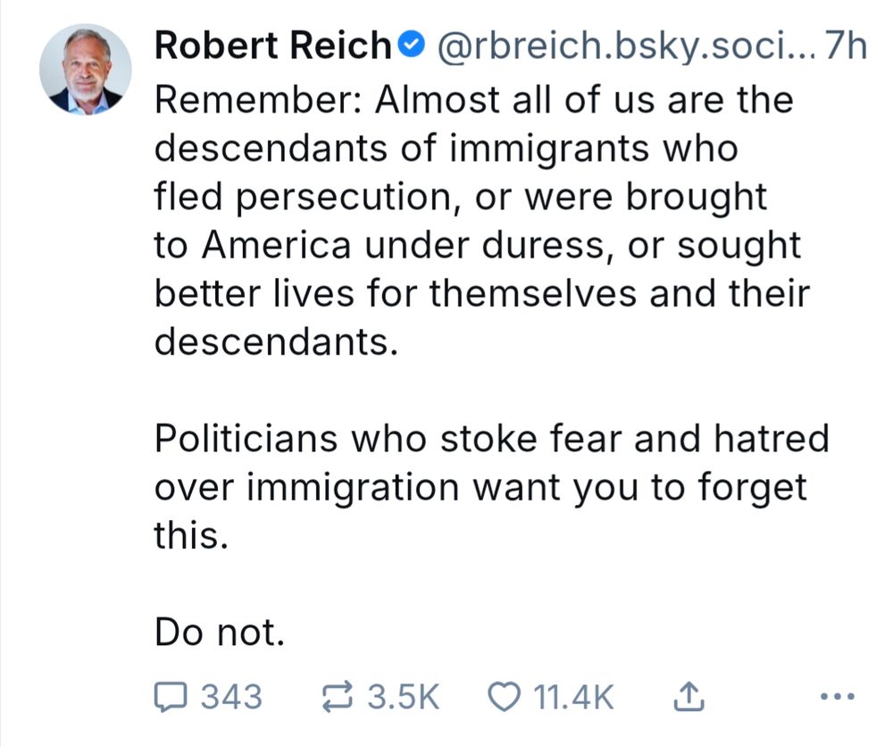 The alt text is a screen capture of a post from Robert Reich. This post copies his verbatim. 
