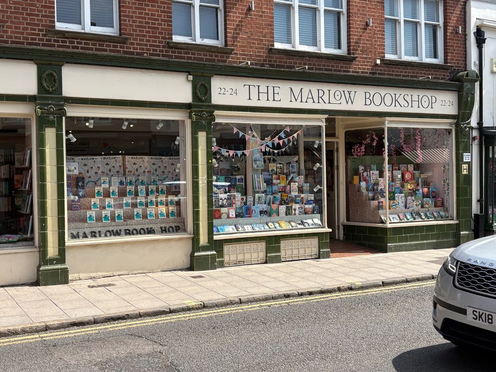 The Marlow Bookshop, with Robert's books in a window.
