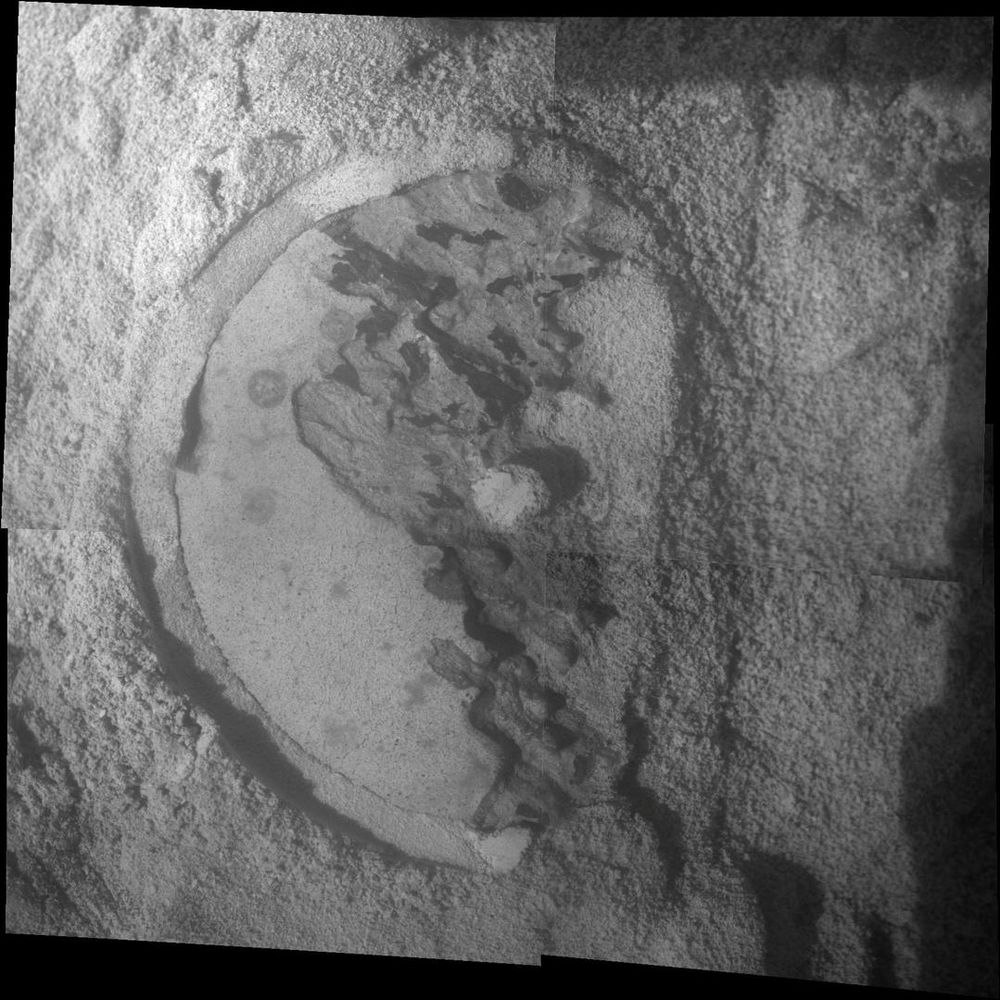 This mosaic of four frames shot by the microscopic imager on the robotic arm of NASA's Mars Exploration Rover Opportunity shows a rock target called "Esperance" after some of the rock's surface had been removed by Opportunity's rock abrasion tool, or RAT. The component images were taken on the 3,305th Martian day, or sol, of Opportunity's work on Mars (May 11, 2013). The area shown is about 2.4 inches (6 centimeters) across
