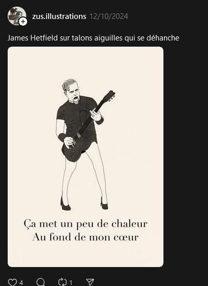 James Hetfield sur talons aiguilles qui se déhanche