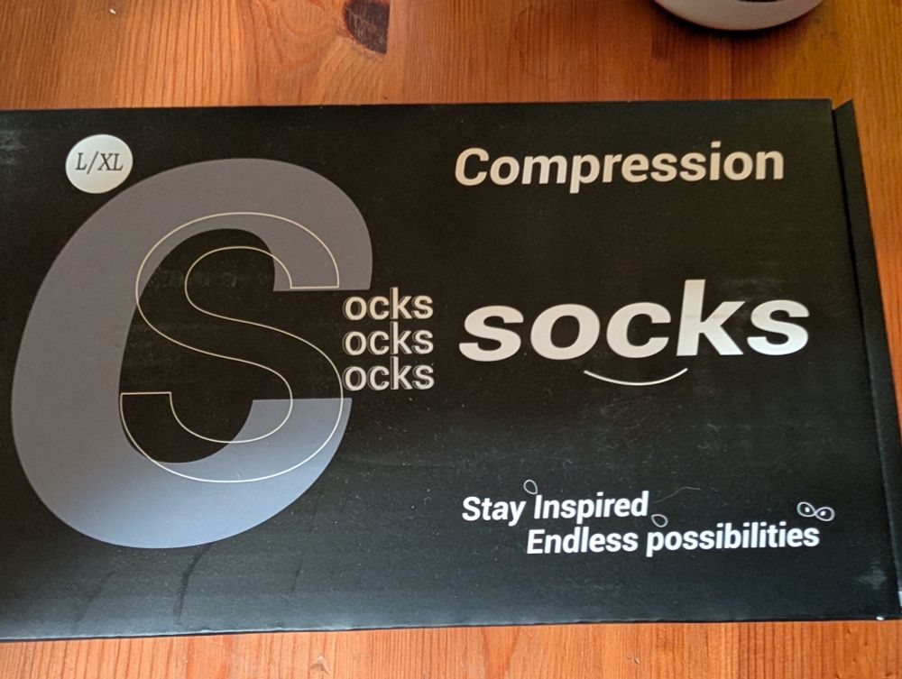 A box of compression socks 