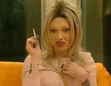 The iconic Pete Burns on Big Brother with an expression that says please don’t push me any further