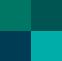 four pixels of different bluish-greenish hues