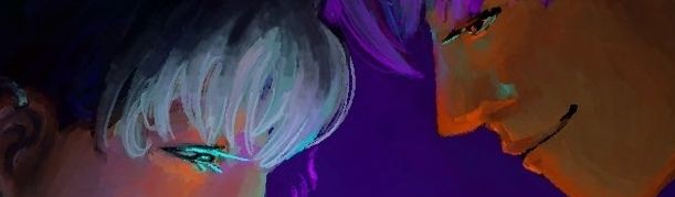 Close up on William and vyncent' eyes looking down