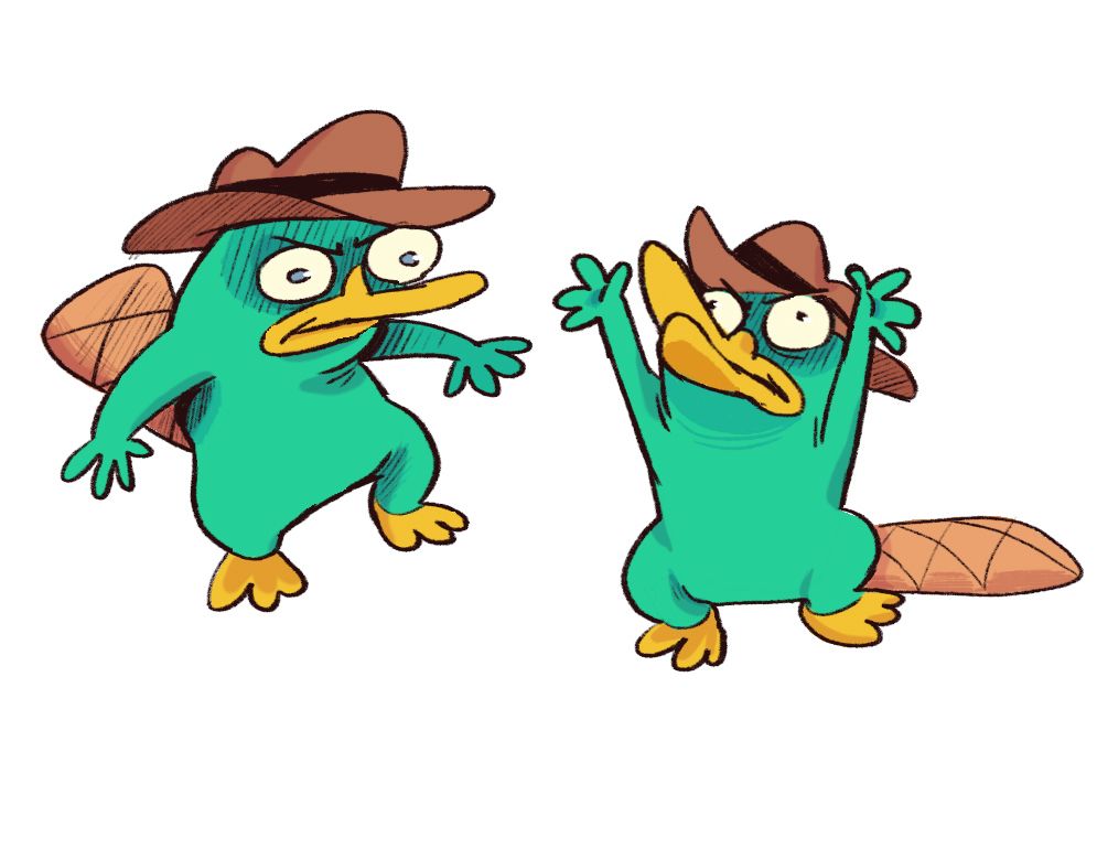 funny digital doodles of perry the platypus from Phineas and Ferb :)
