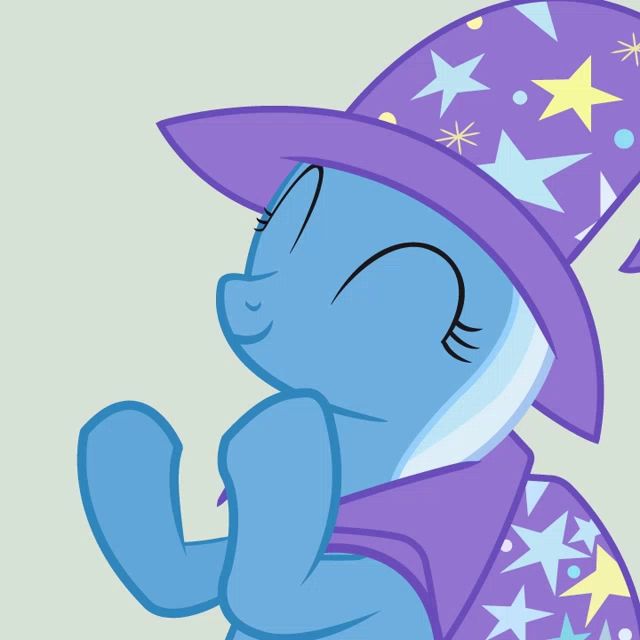 a blue pony wearing a purple hat with stars