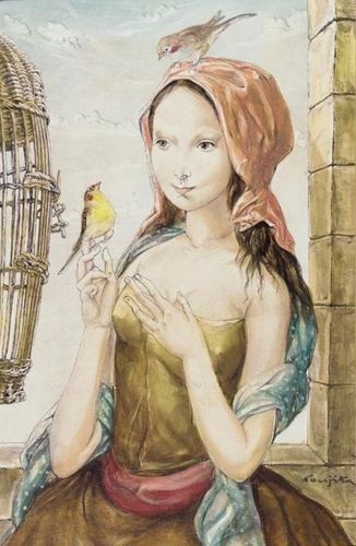 Jeune fille à la cage aux oiseaux